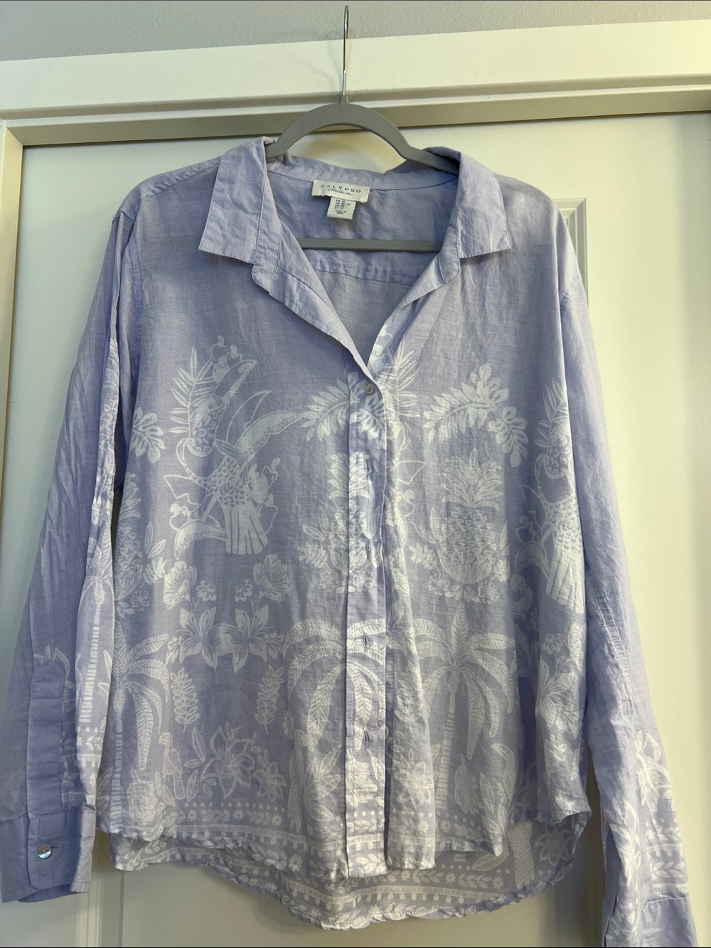 Calypso St. Barth Lavender Printed Button-Down Shirt